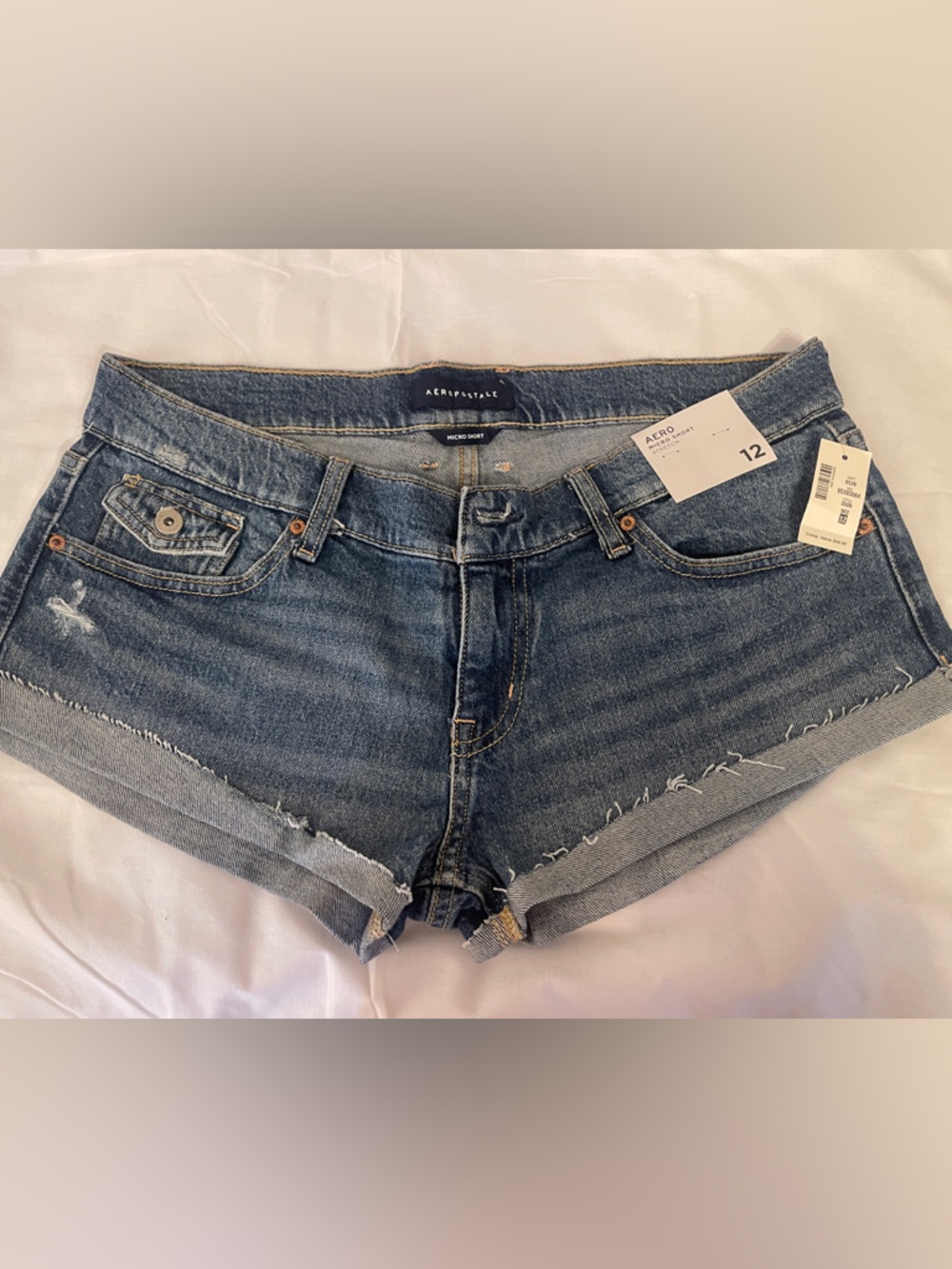 Aeropostale Women's Denim Shorts - Medium Blue. MICRO SHORT STRETCH